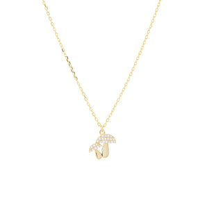 Marlyn Schiff - Gold Plated-Delicate Chain with CZ Mushroom Pendant