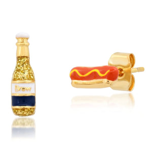 Tai - Beer and Hot Dog Mix Match Post Earrings