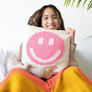 Pink Lemonade - Smiley 100% Organic Cotton Pillow
