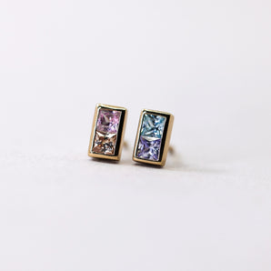 Land of Salt - Pastel Ombre Mismatch Gold Stud Earrings