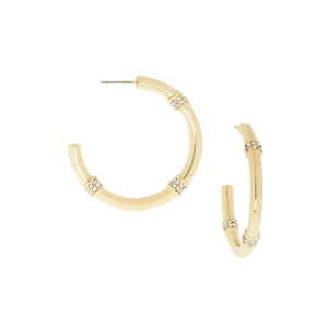 Marlyn Schiff - 1.5" Bamboo Post Hoop Earrings