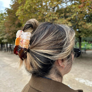 Solar Eclipse - Hand-Painted Puppies Dog Claw Hair Clip