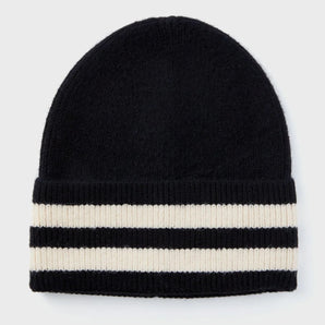 Look - Solid Stripe Beanie Black Hat