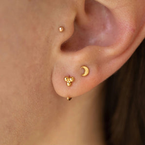 Land of Salt - Three Dot Huggie Hoop Gold Earrings