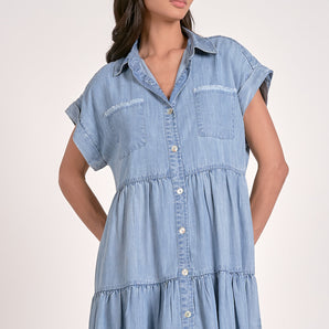 Elan - Denim Blue Flair Shirt Dress