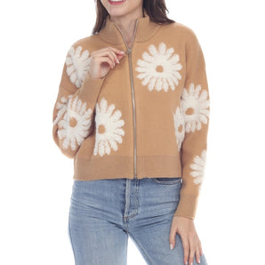 Rain - Floral Zip Up Sweater