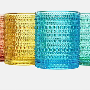 The Wine Savant - 6 Colored Acrylic Plastic Low Hobnail Drinking Glasses