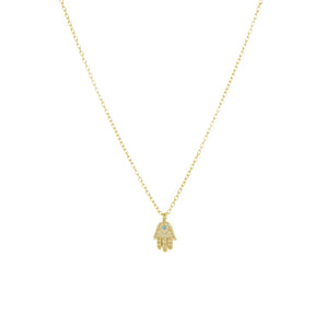 Marlyn Schiff - Gold Plated CZ Hamsa Necklace