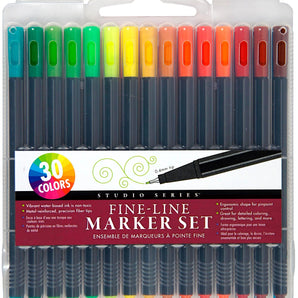 Peter Pauper Press - Studio Series Fine-Line Marker Set (30 Colors, 0.4mm Tip)