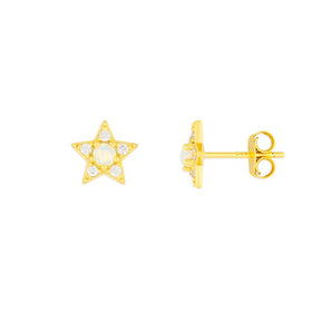 FYB - Opal Star Stud Earrings Gold