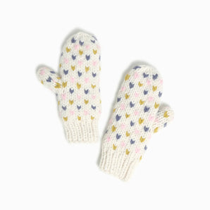 Look - Hand Knitted Multi Mini Heart Gloves