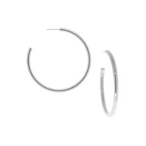 Marlyn Schiff - 2 1/2" Stainless Hollow Hoop Post Earrings