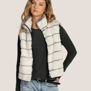 Dylan - Classic Reversible Fur Vest in Winter White