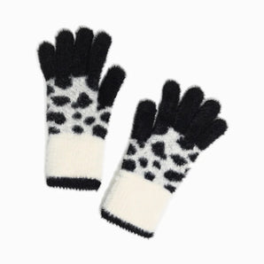 Look - Faux Fur Black and White Gloves