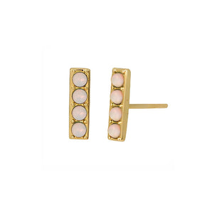 Land of Salt - Gold Opal Bar Stud Earrings