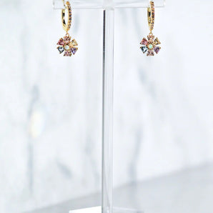 Native Gem - Psychedelic Flower Huggie Earrings