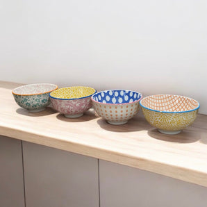 Hazel Mazel - Set of 4 - 4 3/4" Multicolored Bowls