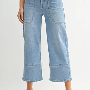 JBD - Light Denim High Rise Cropped Wide Leg Demim