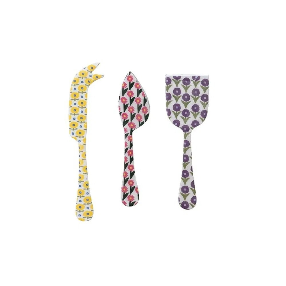 Enameled Stainless Steel Set of 3 Cheese Knives