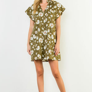 THML - Short Sleeve Floral V-Neck Dress - FINAL SALE