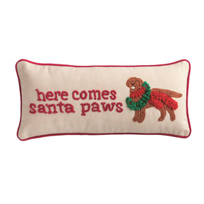 Mud Pie - Single Christmas Dog Hooked Wool Pillow