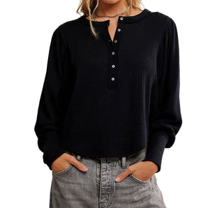 Free People - Quinn Knit Black Top