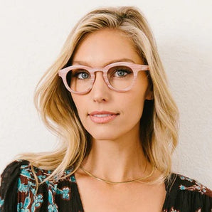 Peepers - Stardust Blue Light Pink Horn Readers