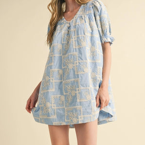 &Merci - Embroidered Mini Shift Dress