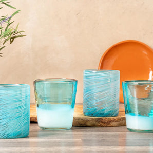 Verve Culture - Mexican Handblown Aqua Glasses Set of 4