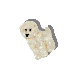 Solar Eclipse - Hand-Painted Bichon Frisé Dog Claw Hair Clip | Eco-Friendly