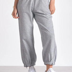 Elan - Heather Grey Jogger Pant with Zipper