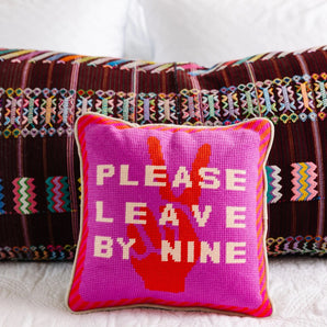 Furbish - Leave by Nine Needlepoint Pillow