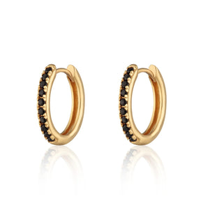 Scream Pretty - Large Huggie Earrings with Black Stones
