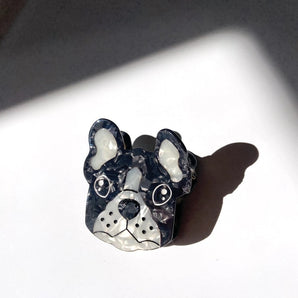 Solar Eclipse - Hand-Painted Frenchie Dog Claw Hair Clip | Eco-Friendly