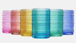 The Wine Savant - 6 Colored Acrylic Plastic High Hobnail Drinking Glasses