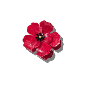 Solar Eclipse - Handmade Origami Red Poppy Flower Claw Hair Clip