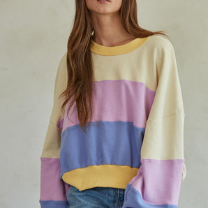 By Together - Cream Multi Colored Sweatshirt