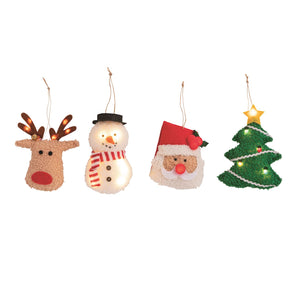 Mud Pie - Christmas Light-Up Plush Ornaments