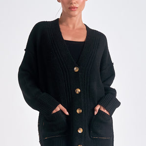 Elan - Black Button Up Cardigan