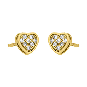 FYB - Petite Pave Heart Stud Earrings