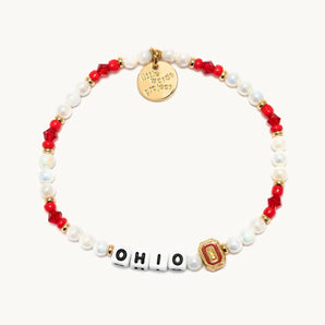 Little Words Project - White Ohio State Crystal Bracelet