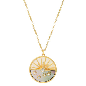 Tai - MOP Pendant Sunset with Gold Chain Necklace