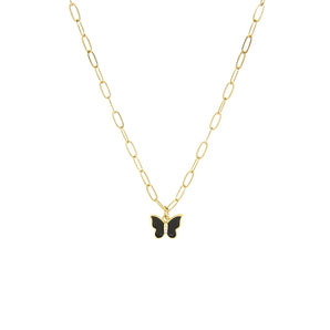 Marlyn Schiff - Enamel Butterfly Charm Link Necklace